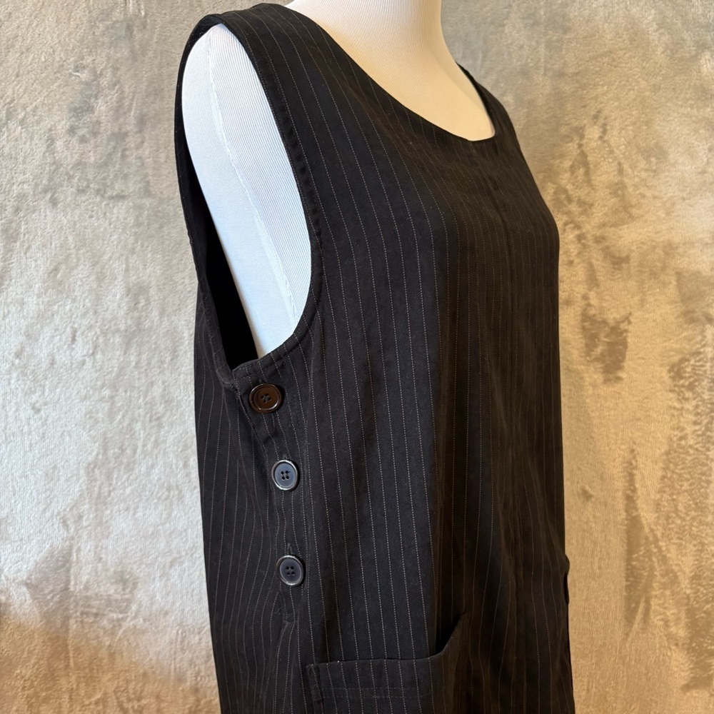 Academia 90s Preppy Button Sleeveless Jumper Layering Midi Dress Sz S - Picture 3 of 10
